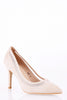 C Faux Suede Court Shoe with Net Detail