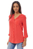 E Red Shirt with Smock Detail on the Shoulder