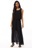 Chiffon Maxi Dress with Pleated Swing Top Detail